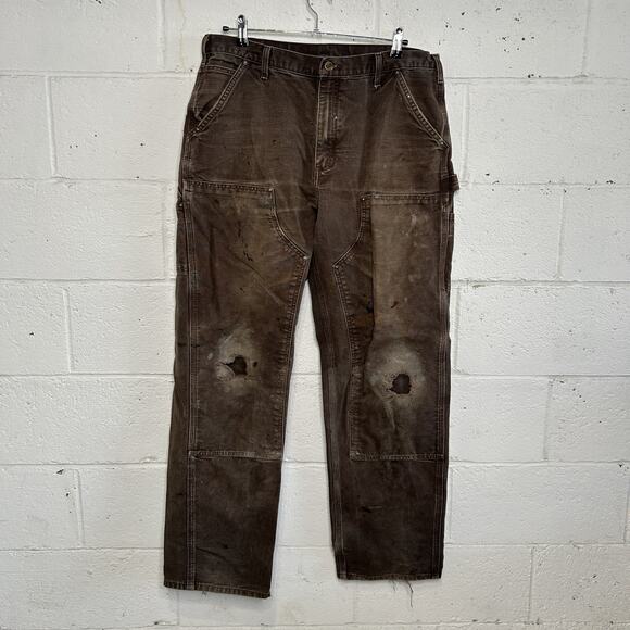 Carhartt Other - Thrashed Carhartt DoubleKnee Pants “Dark Brown” B136 DKB